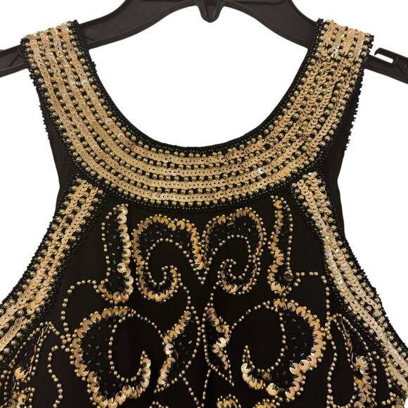 Alyce Designs Black Beaded Halter Neck Gown – Labeled 8, Fits Like 2 Y2K Glam - Picture 5 of 11